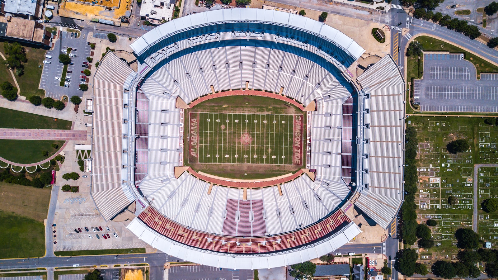 Aerial view of a college football stadium, used to illustrate the kind of program-level data SP+ and returning production are designed to evaluate.