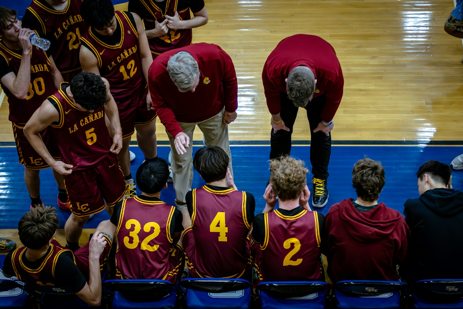 Basketball team listening to coaches during timeout - Pacers bench analytics NBA Finals
