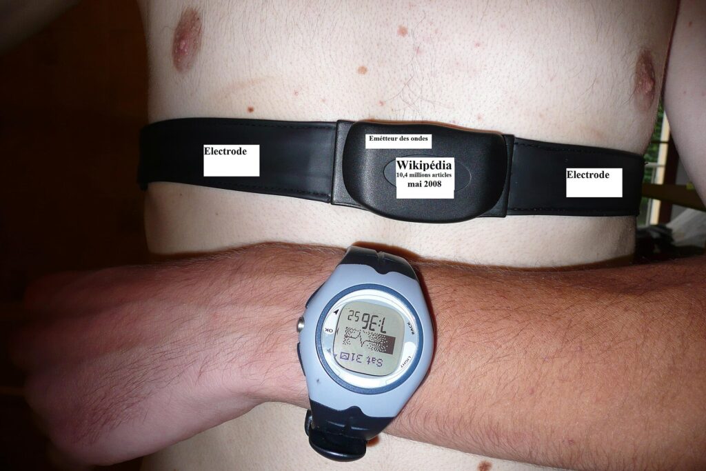 An athlete wearing a chest strap monitor during a controlled running session